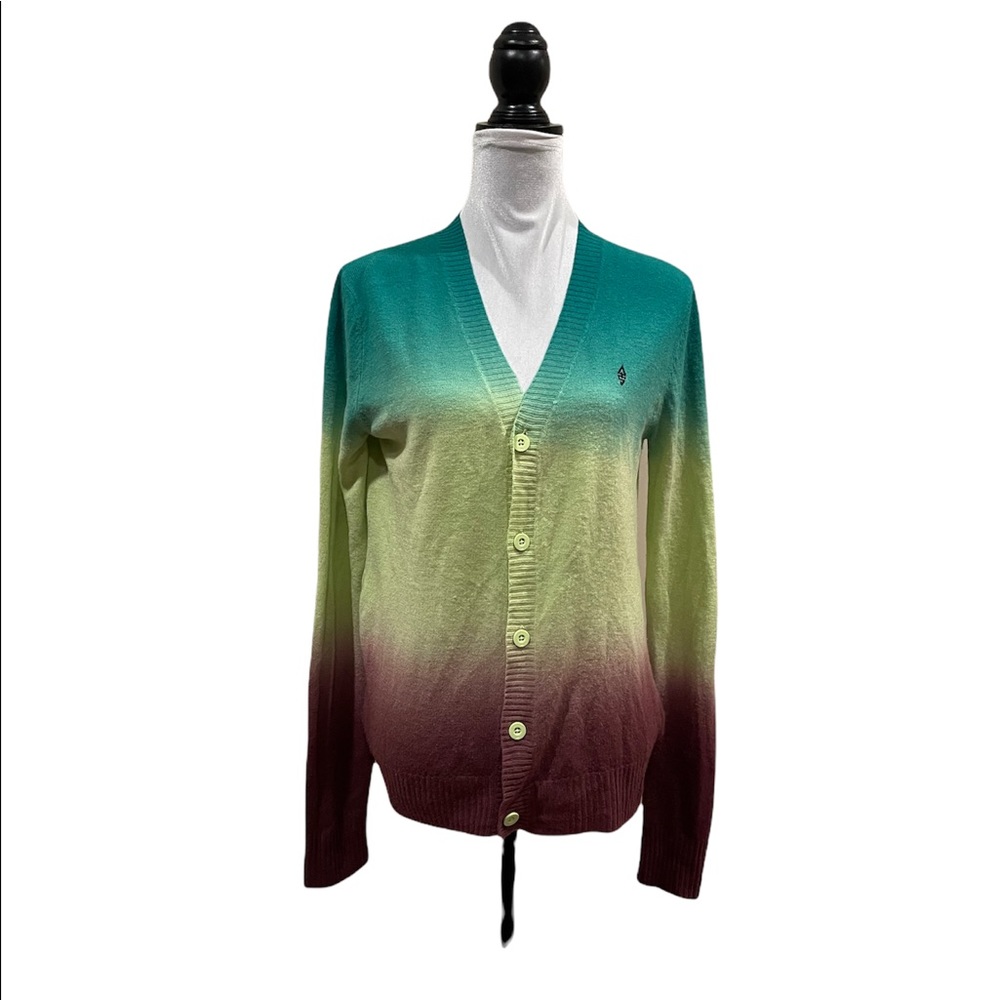 Quicksilver gradient knit button front long sleeve cardigan sweater size medium